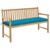 Banc De Jardin Avec Coussin Bleu Clair 150 Cm Teck Massif 2