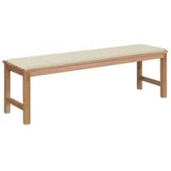 Banc De Jardin Avec Coussin Crème 150 Cm Bois De Teck Massif