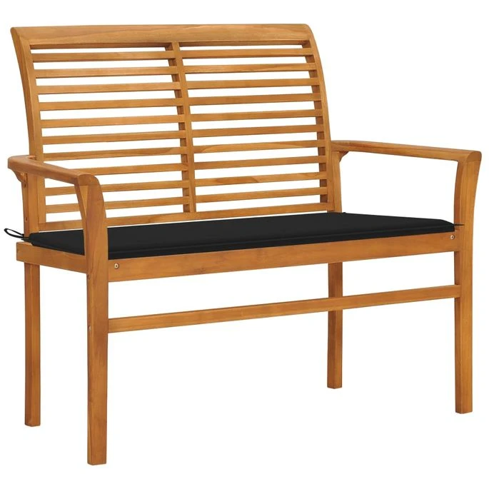 Banc De Jardin Avec Coussin Noir 112 Cm Bois De Teck Massif 2 1 Banc De Jardin Avec Coussin Noir 112 Cm Bois De Teck Massif 2
