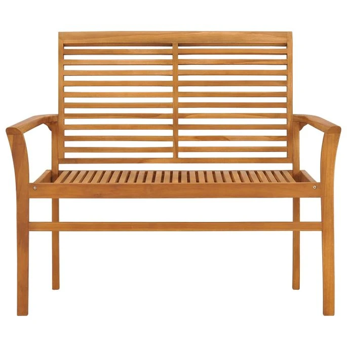 Banc De Jardin Avec Coussin Noir 112 Cm Bois De Teck Massif 2 3 Banc De Jardin Avec Coussin Noir 112 Cm Bois De Teck Massif 2 – Image 3
