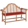 Banc De Jardin Avec Coussin Rouge 120 Cm Bois De Teck Massif 3