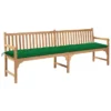 Banc De Jardin Avec Coussin Vert 240 Cm Bois De Teck Massif