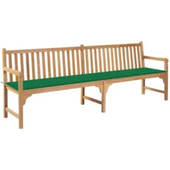 Banc De Jardin Avec Coussin Vert 240 Cm Bois De Teck Massif 2