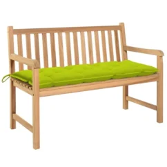 Banc De Jardin Avec Coussin Vert Vif 120 Cm Bois De Teck Massif 6