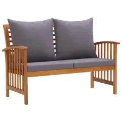 Banc De Jardin Avec Coussins 119 Cm Bois Solide D'acacia 3