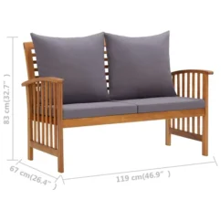 Banc De Jardin Avec Coussins 119 Cm Bois Solide D'acacia 3 -Chair Soldes Boutique banc de jardin avec coussins 119 cm bois solide d acacia 3666722300476 1010424