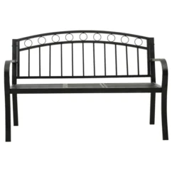 Banc De Jardin Avec Une Table 125 Cm Acier Noir -Chair Soldes Boutique banc de jardin avec une table 125 cm acier noir 3666722357678 941150
