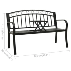 Banc De Jardin Avec Une Table 125 Cm Acier Noir -Chair Soldes Boutique banc de jardin avec une table 125 cm acier noir 3666722357678 941154