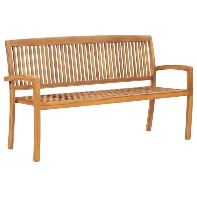 Banc De Jardin Empilable Et Coussin 159 Cm Bois De Teck Massif 10 6 Banc De Jardin Empilable Et Coussin 159 Cm Bois De Teck Massif 10 – Image 6