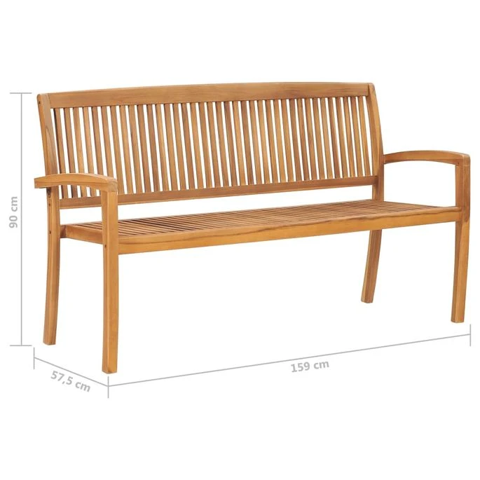 Banc De Jardin Empilable Et Coussin 159 Cm Bois De Teck Massif 10 12 Banc De Jardin Empilable Et Coussin 159 Cm Bois De Teck Massif 10 – Image 12
