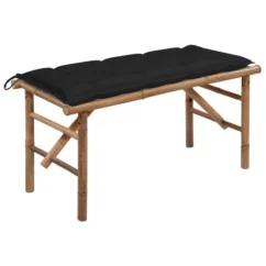 Banc De Jardin Pliable Avec Coussin 118 Cm Bambou 4