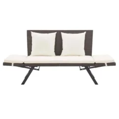 Banc De Jardin Polyester Blanc Et Résine Tressée Marron Risto -Chair Soldes Boutique banc de jardin polyester blanc et resine tressee marron risto 3666722558686 385640