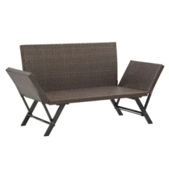Banc De Jardin Polyester Blanc Et Résine Tressée Marron Risto -Chair Soldes Boutique banc de jardin polyester blanc et resine tressee marron risto 3666722558686 385641