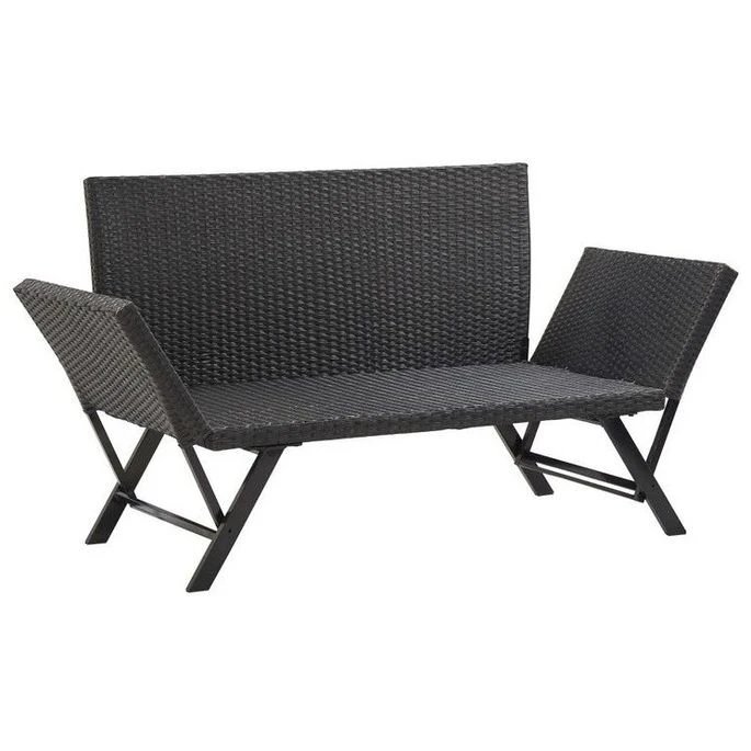 Banc De Jardin Polyester Blanc Et Résine Tressée Noire Risto 4 Banc De Jardin Polyester Blanc Et Résine Tressée Noire Risto – Image 4
