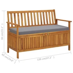 Banc De Rangement De Jardin 120 Cm Bois D'acacia Solide 2 -Chair Soldes Boutique banc de rangement de jardin 120 cm bois d acacia solide 3666722364164 935867
