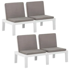 Bancs De Salon De Jardin Avec Coussins 2 Pcs Plastique Blanc -Chair Soldes Boutique bancs de salon de jardin avec coussins 2 pcs plastique blanc 3666722434768 810466