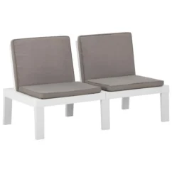 Bancs De Salon De Jardin Avec Coussins 2 Pcs Plastique Blanc -Chair Soldes Boutique bancs de salon de jardin avec coussins 2 pcs plastique blanc 3666722434768 810467