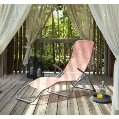 BEAU RIVAGE Lot De 2 Transats LUNJA - En Textilene - Corail