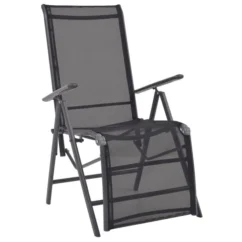 Chaise Inclinable De Terrasse Aluminium Et Textilène Noir