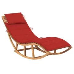 Chaise Longue à Bascule Avec Coussin Bois De Teck Solide 4