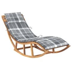 Chaise Longue à Bascule Avec Coussin Bois De Teck Solide 7