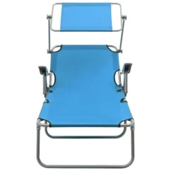 Meilleures ventes -Chair Soldes Boutique chaise longue avec auvent acier bleu 3666722364010 936102