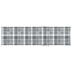 Chaise Longue Avec Coussin à Carreaux Gris Bois De Teck Solide -Chair Soldes Boutique chaise longue avec coussin a carreaux gris bois de teck solide 3666722930871 831633