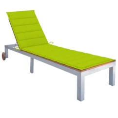 Chaise Longue Avec Coussin Bois D'acacia Et Acier Galvanisé 11