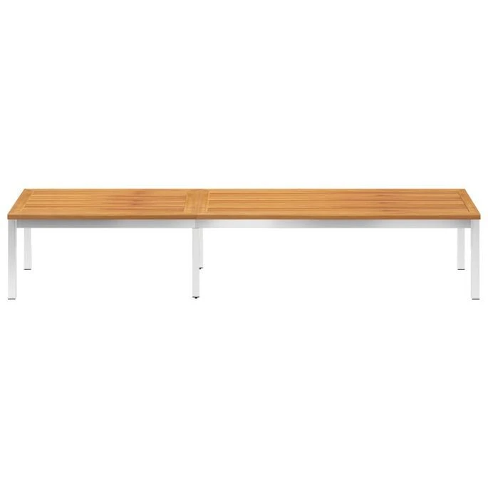 Chaise Longue Avec Coussin Bois D'acacia Et Acier Inoxydable 4 5 Chaise Longue Avec Coussin Bois D'acacia Et Acier Inoxydable 4 – Image 5