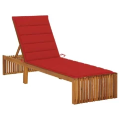 Chaise Longue Avec Coussin Bois D'acacia Solide 12