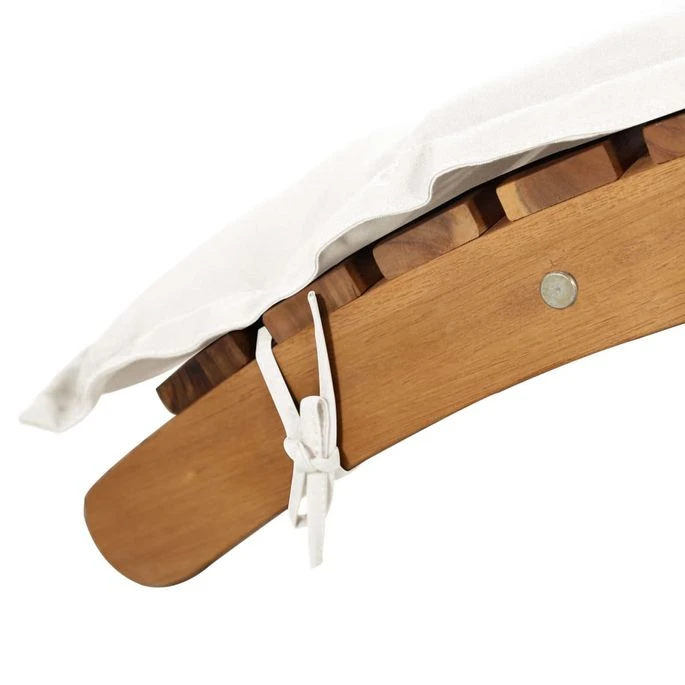 Chaise Longue Avec Coussin Bois D'acacia Solide Crème 9 Chaise Longue Avec Coussin Bois D'acacia Solide Crème – Image 9