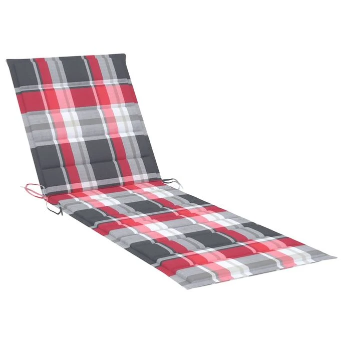 Chaise Longue Avec Coussin Carreaux Rouge Bois De Pin Imprégné 4 4 Chaise Longue Avec Coussin Carreaux Rouge Bois De Pin Imprégné 4 – Image 4