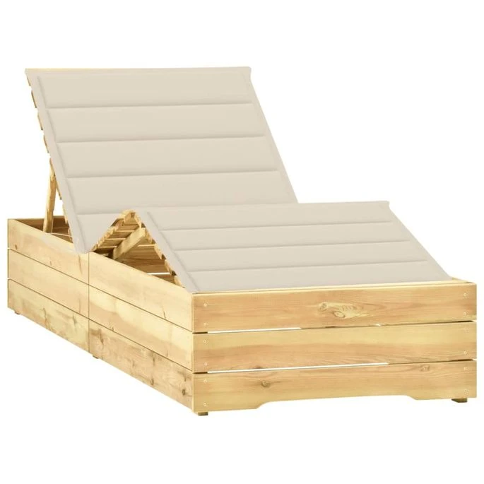 Chaise Longue Avec Coussin Crème Bois De Pin Imprégné 2 1 Chaise Longue Avec Coussin Crème Bois De Pin Imprégné 2