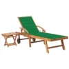 Chaise Longue Avec Table Et Coussin Bois De Teck Solide 15