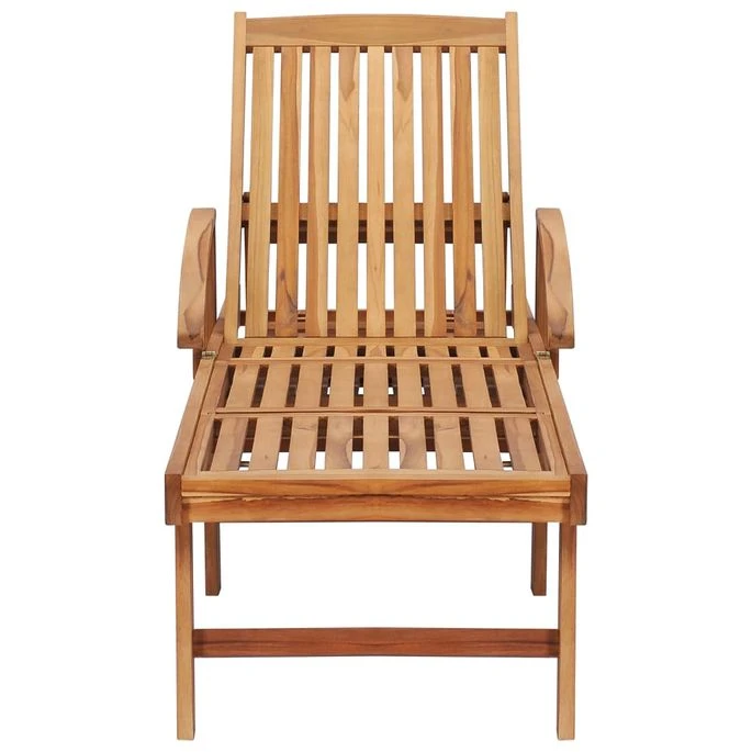 Chaise Longue Avec Table Et Coussin Bois De Teck Solide 15 5 Chaise Longue Avec Table Et Coussin Bois De Teck Solide 15 – Image 5