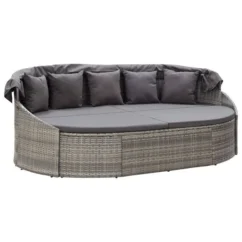 Chaise Longue D'extérieur Avec Auvent Résine Tressée Gris -Chair Soldes Boutique chaise longue d exterieur avec auvent resine tressee gris 3666722323796 981793