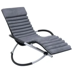 Chaise Longue D'extérieur Avec Coussin Acier Gris