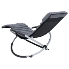 Chaise Longue D'extérieur Avec Coussin Acier Gris -Chair Soldes Boutique chaise longue d exterieur avec coussin acier gris 3666722363396 936613