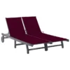 Chaise Longue De Jardin 2 Places Avec Coussin Gris Acacia 4
