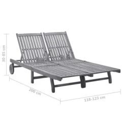 Chaise Longue De Jardin 2 Places Avec Coussin Gris Acacia 4 -Chair Soldes Boutique chaise longue de jardin 2 places avec coussin gris acacia 3666722430821 816933