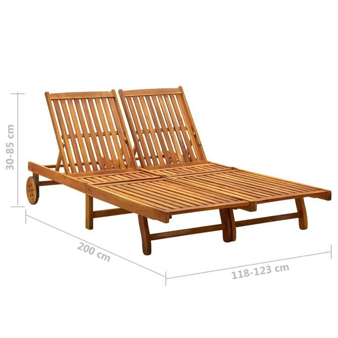 Chaise Longue De Jardin 2 Places Avec Coussins Acacia Solide 10 6 Chaise Longue De Jardin 2 Places Avec Coussins Acacia Solide 10 – Image 6