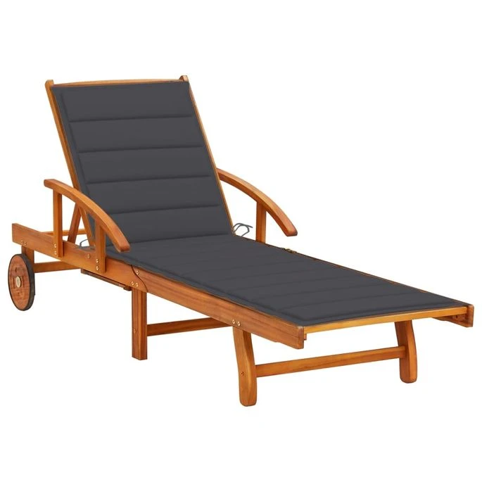 Chaise Longue De Jardin Avec Coussin Bois D'acacia Solide 25 1 Chaise Longue De Jardin Avec Coussin Bois D'acacia Solide 25