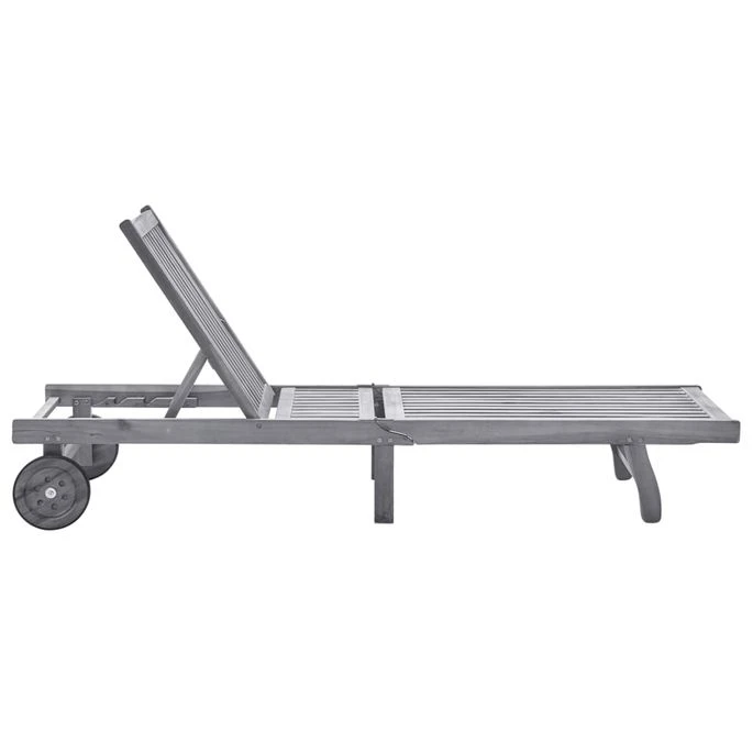 Chaise Longue De Jardin Avec Coussin Gris Bois D'acacia Solide 5 2 Chaise Longue De Jardin Avec Coussin Gris Bois D'acacia Solide 5 – Image 2