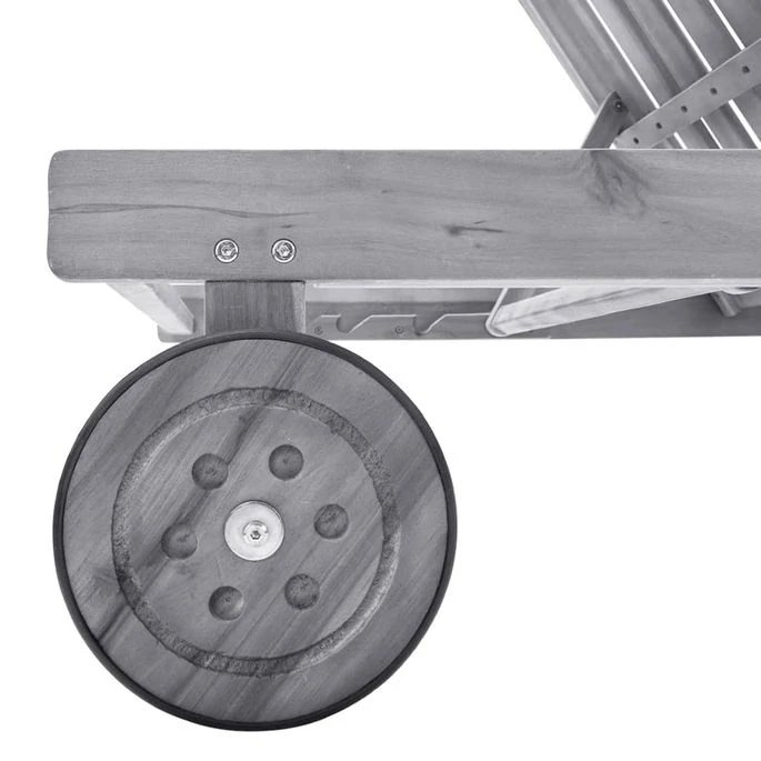 Chaise Longue De Jardin Avec Coussin Gris Bois D'acacia Solide 5 4 Chaise Longue De Jardin Avec Coussin Gris Bois D'acacia Solide 5 – Image 4