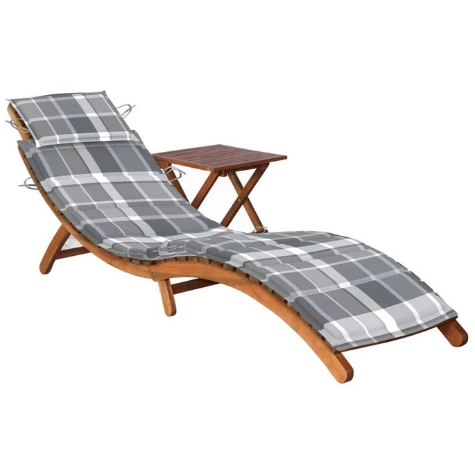 Chaise Longue De Jardin Avec Table Et Coussin Bois D'acacia 23 1 Chaise Longue De Jardin Avec Table Et Coussin Bois D'acacia 23