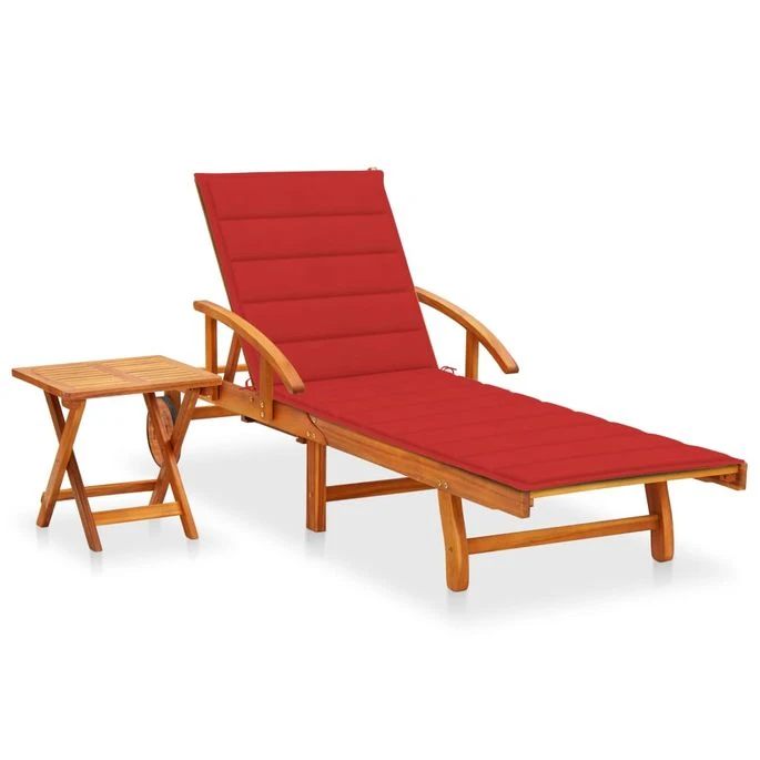 Chaise Longue De Jardin Avec Table Et Coussin Bois D'acacia 29 1 Chaise Longue De Jardin Avec Table Et Coussin Bois D'acacia 29
