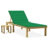 Chaise Longue De Jardin Avec Table Et Coussin Pin Imprégné 59