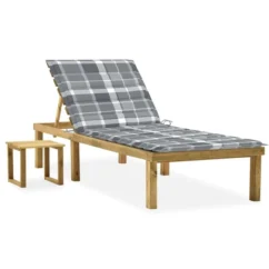 Chaise Longue De Jardin Avec Table Et Coussin Pin Imprégné 53