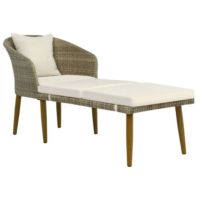 Chaise Longue De Jardin Gris/beige Résine Tressée 1 Chaise Longue De Jardin Gris/beige Résine Tressée