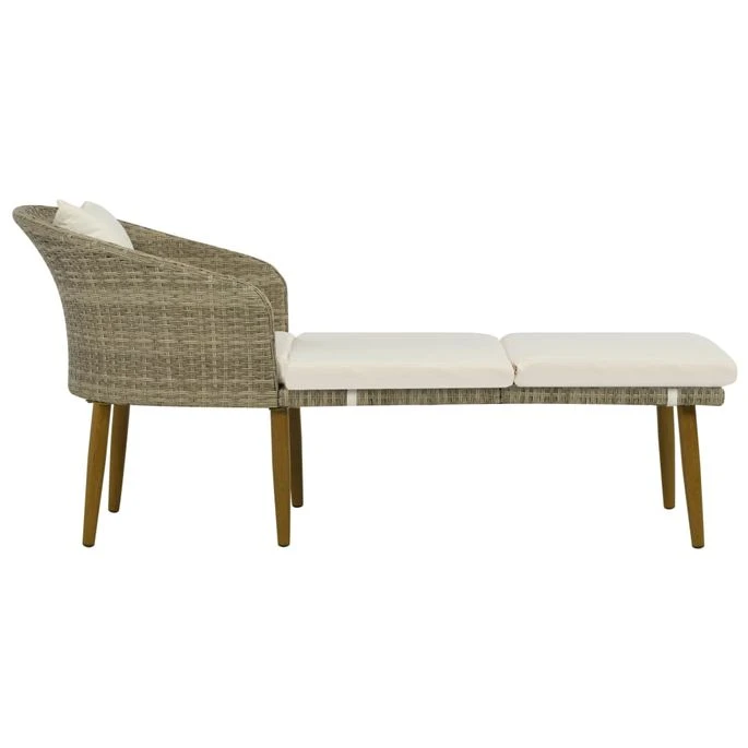 Chaise Longue De Jardin Gris/beige Résine Tressée 2 Chaise Longue De Jardin Gris/beige Résine Tressée – Image 2